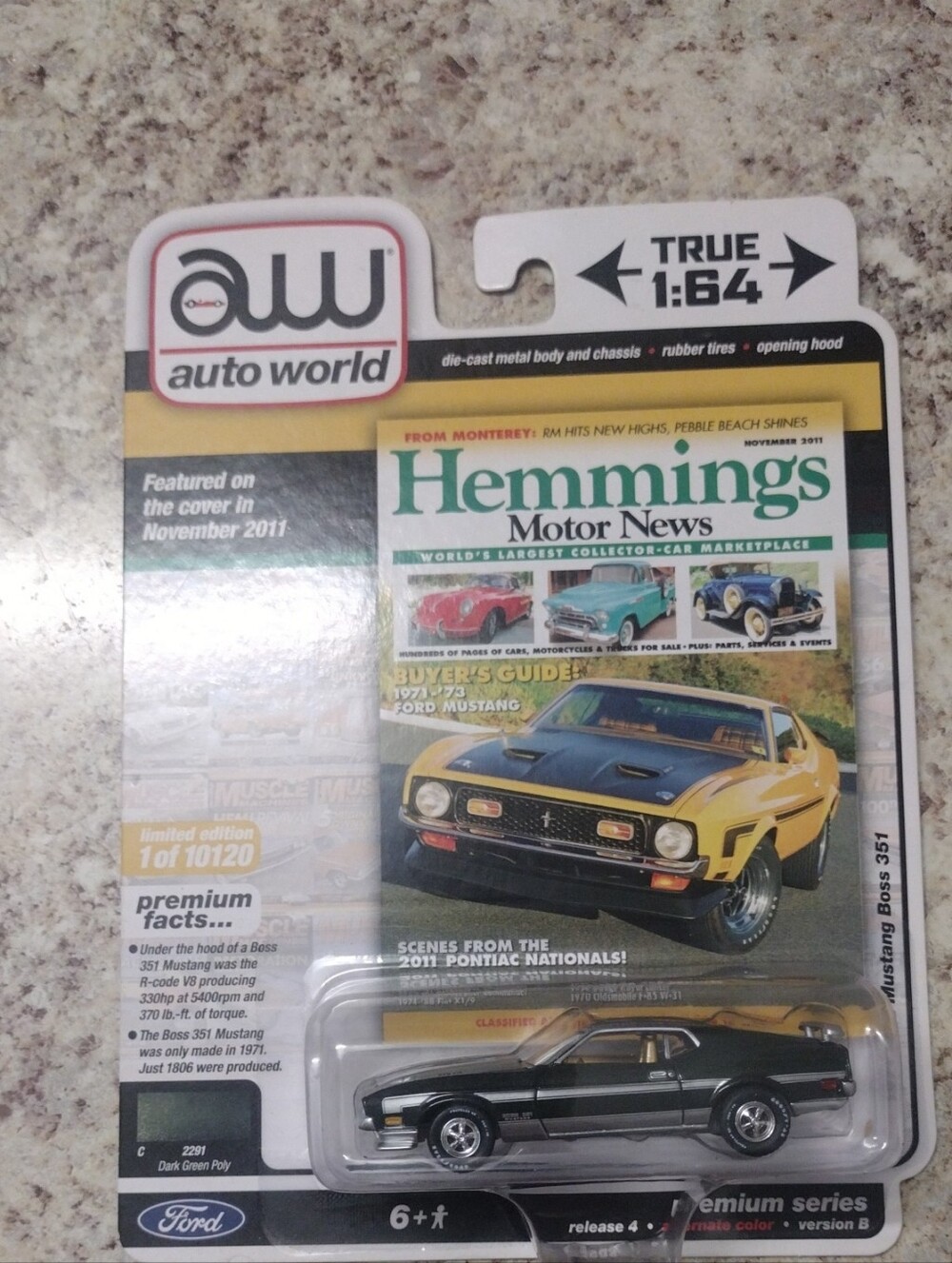 1:64 Dark Green 1971 Mustang Boss 351 Die-Cast Car